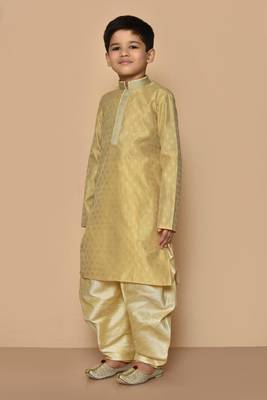 Fawn printed jacquard boys-dhoti-kurta 5