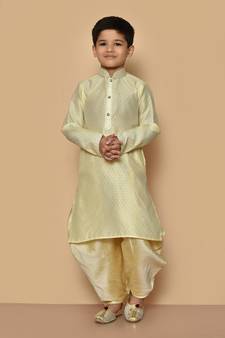 Fawn plain art silk boys-dhoti-kurta