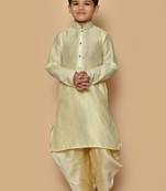 Fawn plain art silk boys-dhoti-kurta