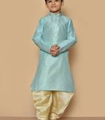 Blue plain art silk boys-dhoti-kurta