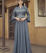 Grey embroidered fancy fabric salwar