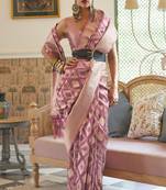 Magenta Woven Silk Blend Saree With Blouse