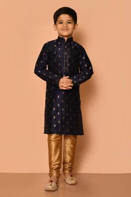 Black printed art silk boys-kurta-pyjama 1