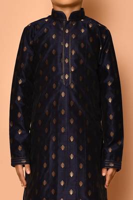 Black printed art silk boys-kurta-pyjama 2