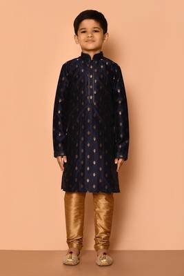 Black printed art silk boys-kurta-pyjama 4