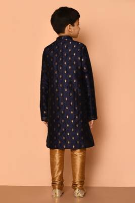 Black printed art silk boys-kurta-pyjama 5