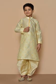 Fawn printed art silk boys-dhoti-kurta