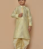 Fawn printed art silk boys-dhoti-kurta