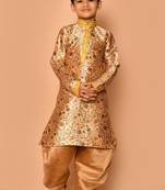 Gold printed art silk boys-dhoti-kurta