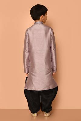 Grey embroidered art silk boys-dhoti-kurta 2