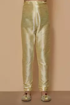 Green embroidered art silk boys-kurta-pyjama