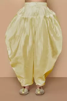Fawn embroidered art silk boys-dhoti-kurta