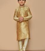 Fawn embroidered art silk boys-kurta-pyjama