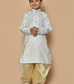 White embroidered cotton boys-dhoti-kurta