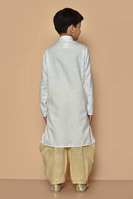 White embroidered cotton boys-dhoti-kurta 2