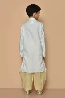 White embroidered cotton boys-dhoti-kurta