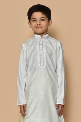 White embroidered cotton boys-dhoti-kurta 3