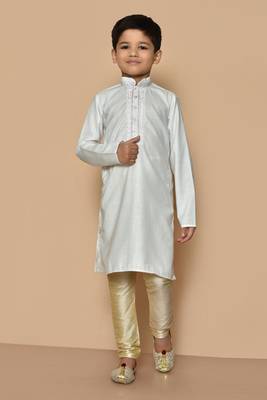 White embroidered cotton boys-kurta-pyjama 1