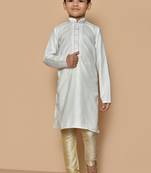 White embroidered cotton boys-kurta-pyjama