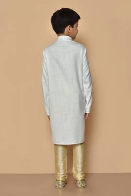 White embroidered cotton boys-kurta-pyjama 2