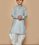 Grey embroidered cotton boys-dhoti-kurta