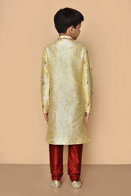 Fawn embroidered art silk boys-kurta-pyjama 2