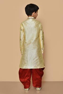 Fawn embroidered art silk boys-dhoti-kurta 2