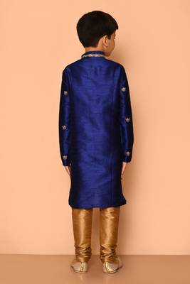 Blue embroidered art silk boys-kurta-pyjama 2