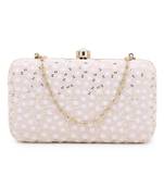 Anekaant Hue Pastel Pink & Gold Faux Silk Sequin Embroidered Box Clutch