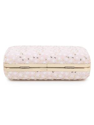 Anekaant Hue Pastel Pink & Gold Faux Silk Sequin Embroidered Box Clutch 5