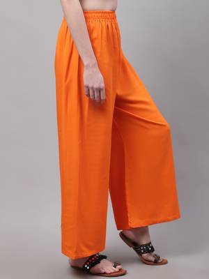 Orange Rayon flared Palazzo 4