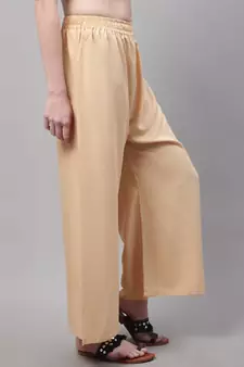 Beige Rayon flared Palazzo