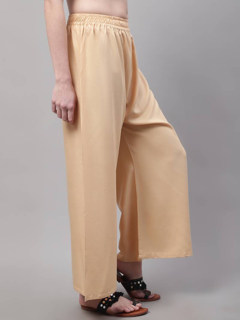 Beige Rayon flared Palazzo