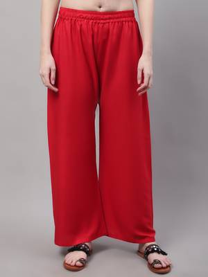 Red Rayon flared Palazzo 1