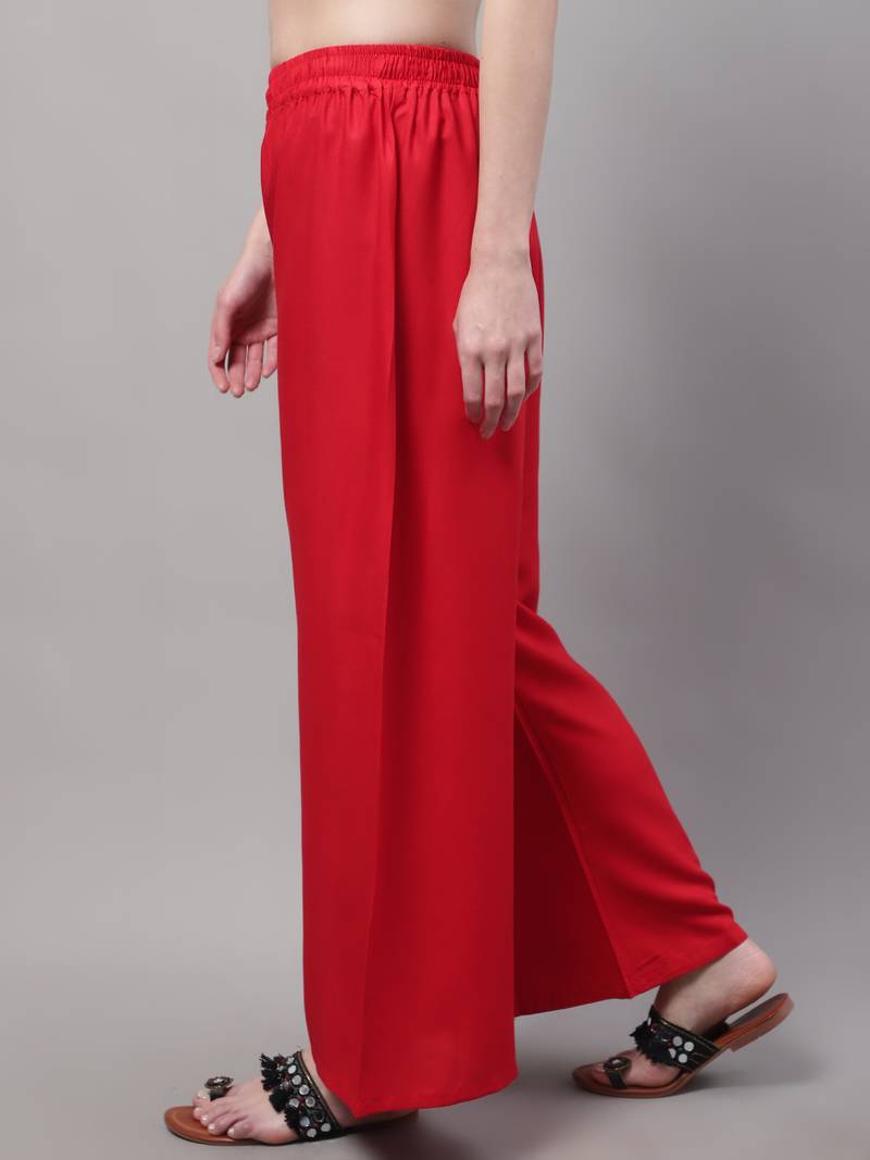Red Rayon flared Palazzo