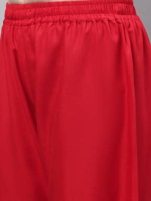 Red Rayon flared Palazzo 6