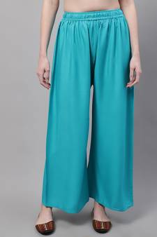 Turquoise blue Rayon flared Palazzo