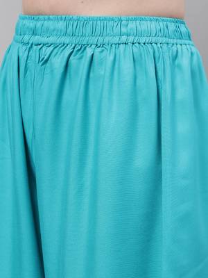Turquoise blue Rayon flared Palazzo 6