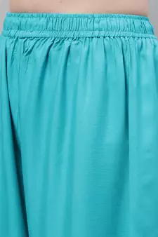 Turquoise blue Rayon flared Palazzo