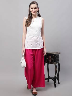 Pink Rayon flared Palazzo 5
