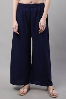Navy Blue Rayon flared Palazzo