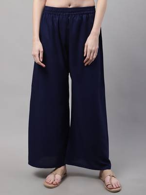 Navy Blue Rayon flared Palazzo 1