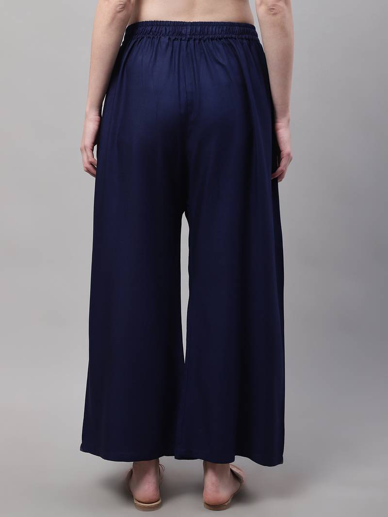 Navy Blue Rayon flared Palazzo