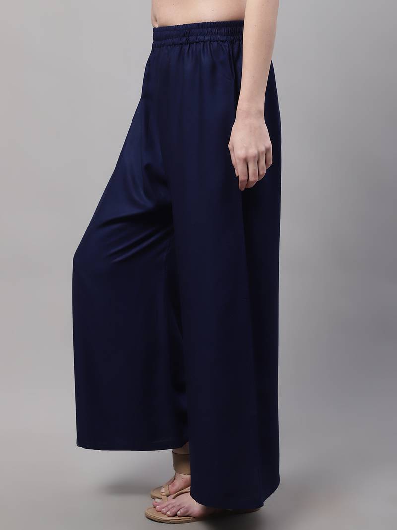 Navy Blue Rayon flared Palazzo