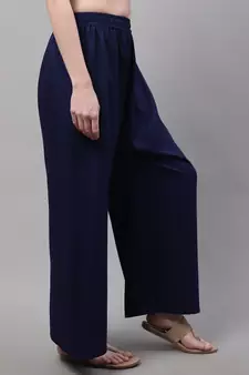 Navy Blue Rayon flared Palazzo