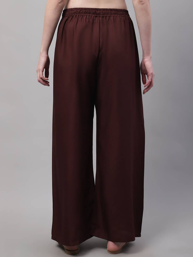 Brown Rayon flared Palazzo
