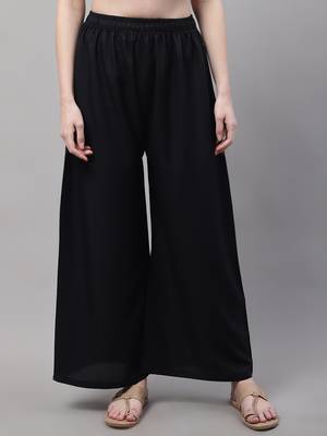 Black Rayon flared Palazzo 1