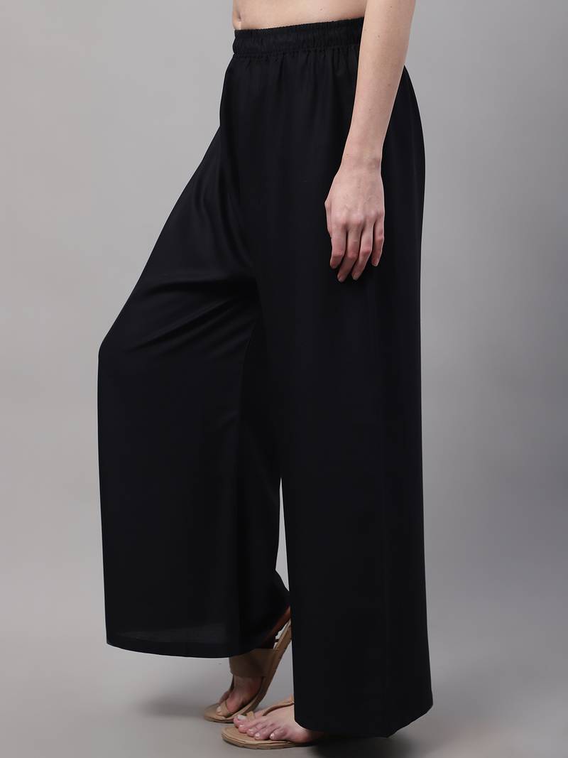 Black Rayon flared Palazzo