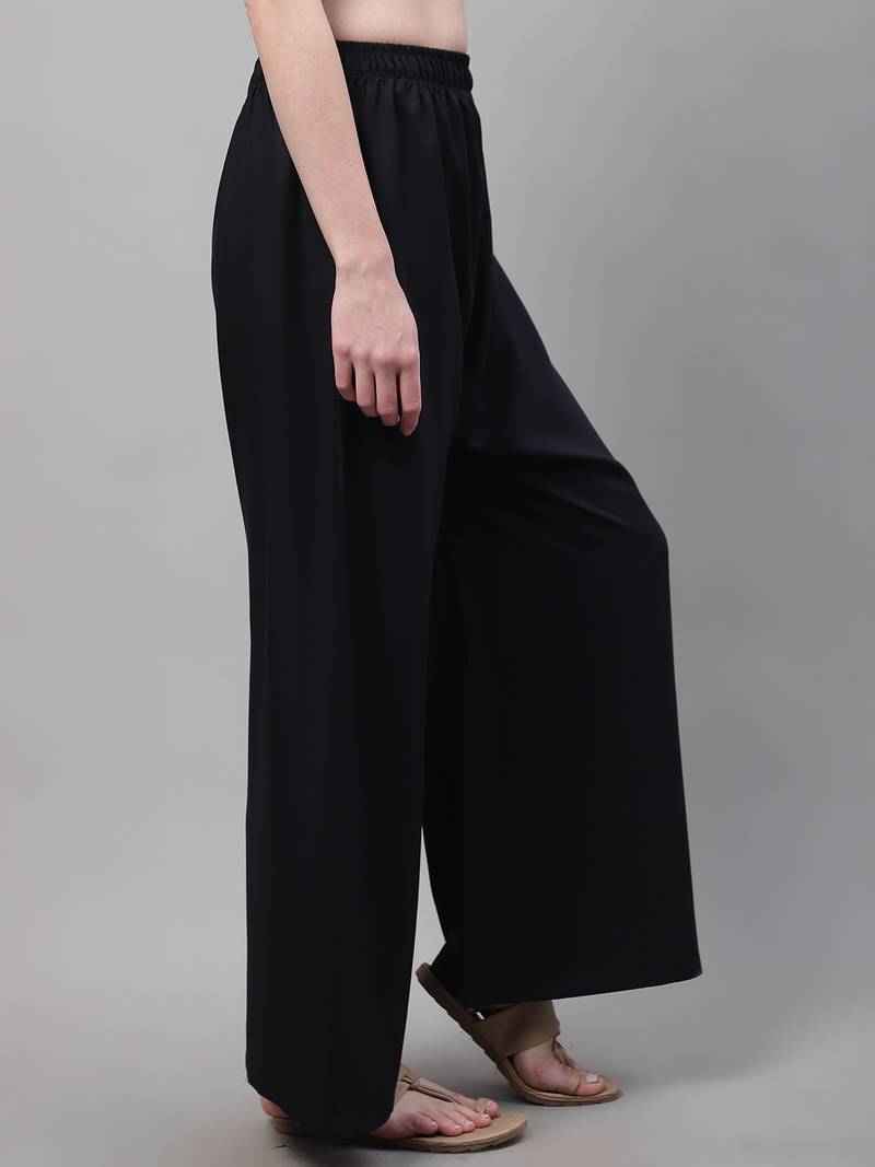 Black Rayon flared Palazzo