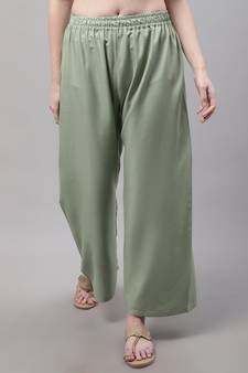 Pista Green Rayon flared Palazzo